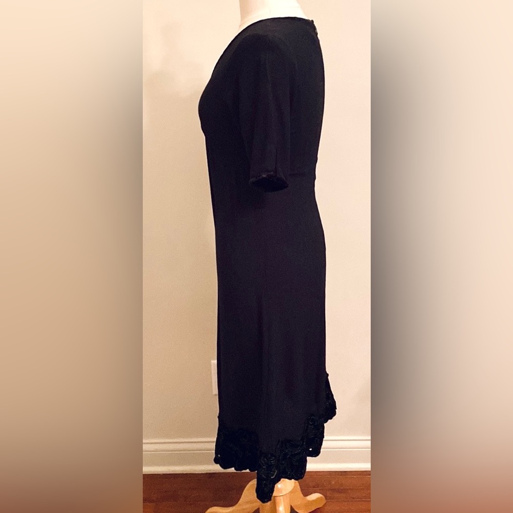 J. Jill Black Floral SZ 4 Velvet Trim Whimsigoth Romantic Bohemian Party Dress - Picture 6 of 11